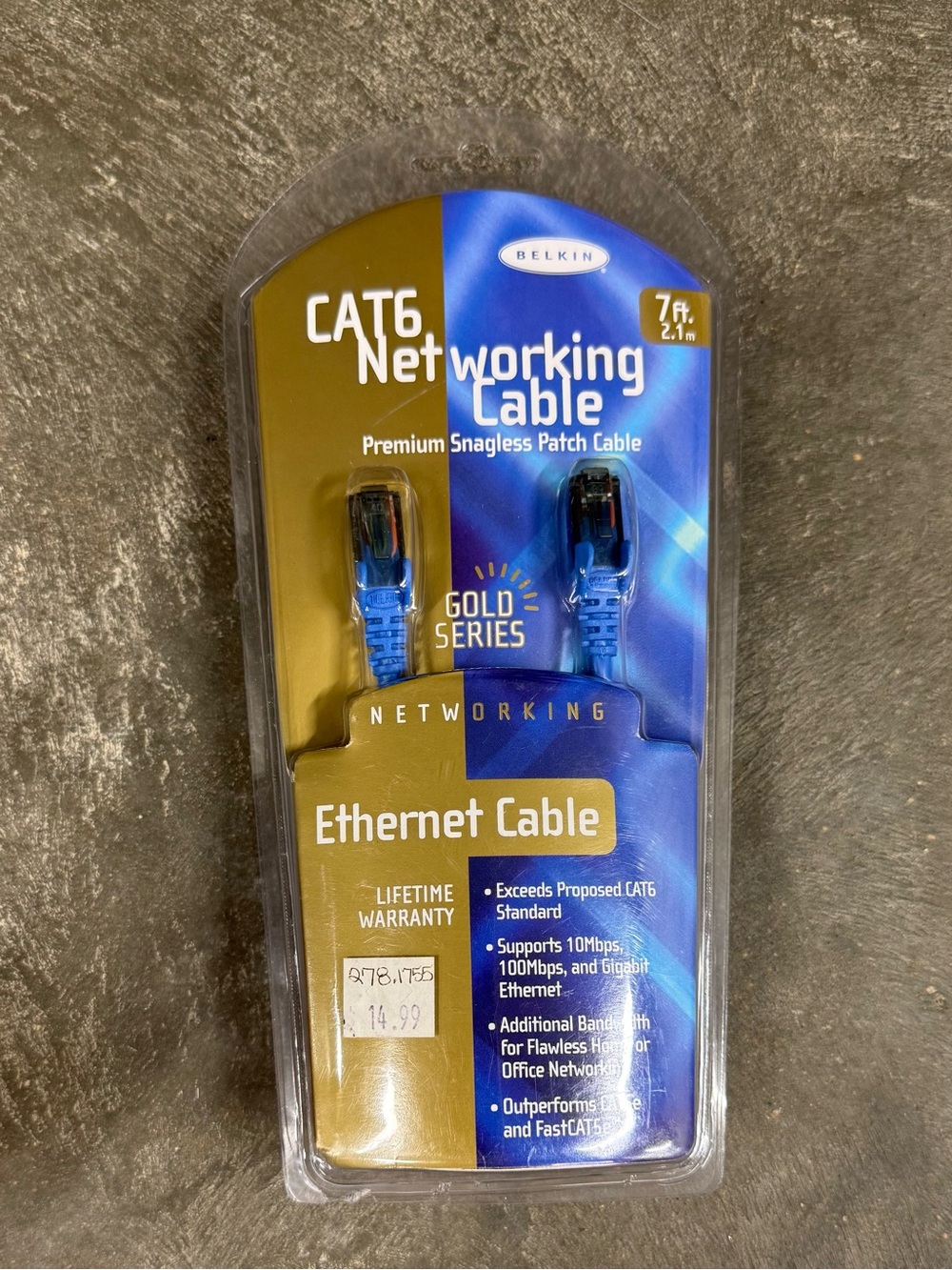 Belkin Gold Series LAN CAT6 Ethernet Network Patch Cable 7ft Sealed